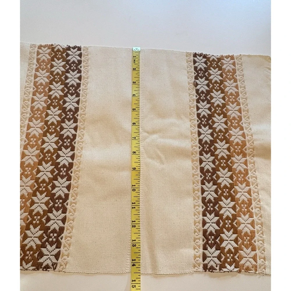 Set of 6 Vintage Woven Placemats – Reversible Brown & Tan with Fringe 22